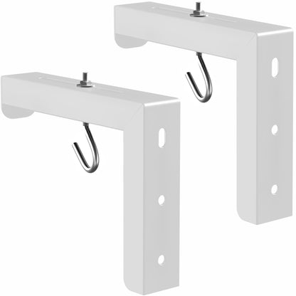 White L-shaped projector screen mounting brackets.