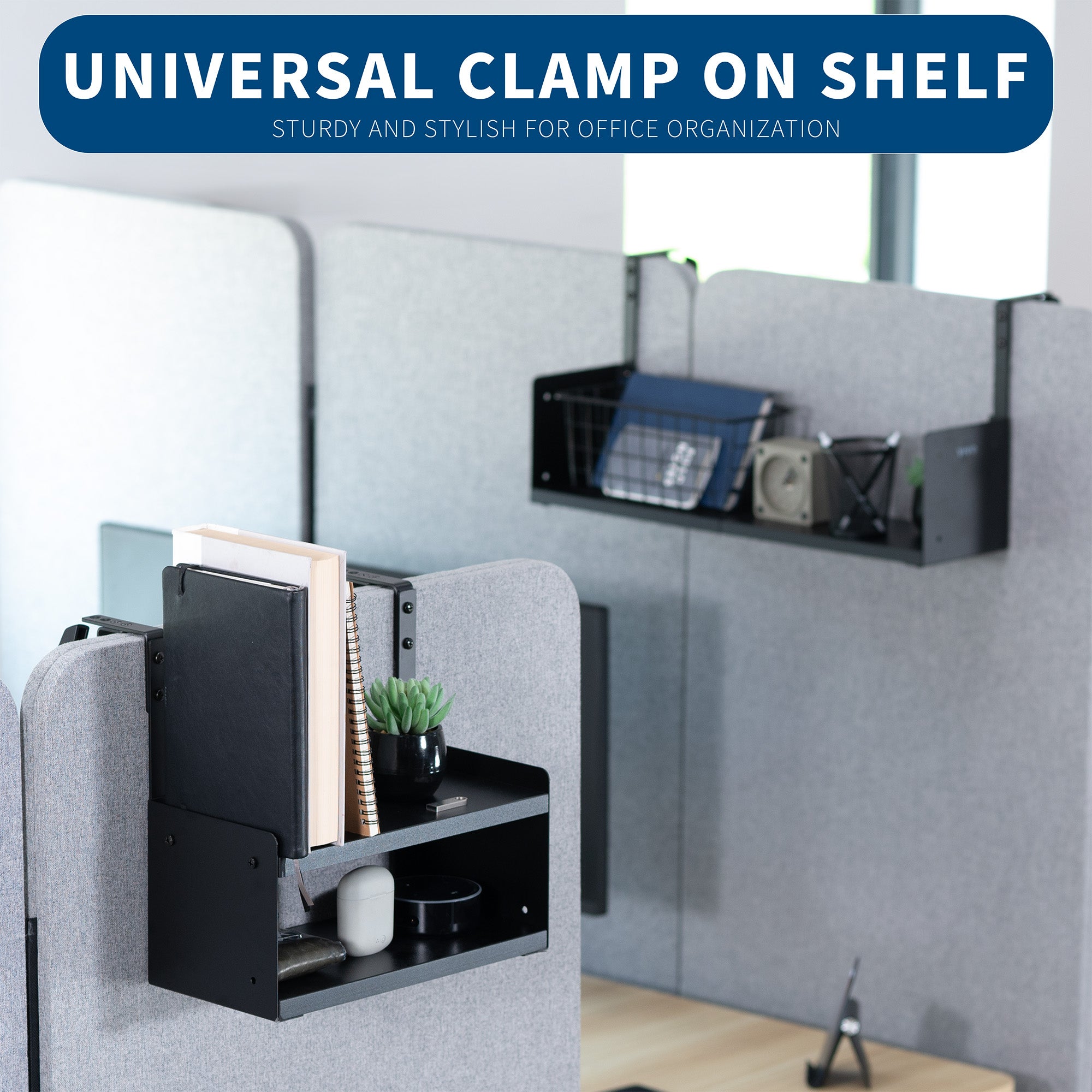 Single or dual tier hanging shelf for cubicles, offices, craft rooms, and more!