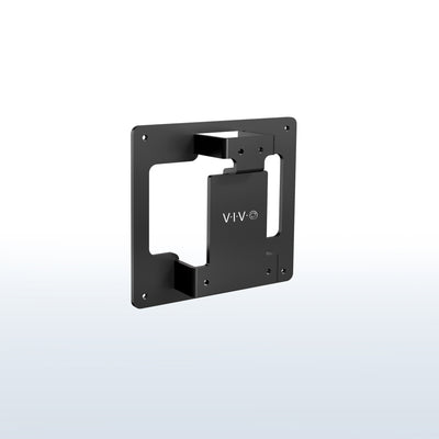 A black VESA adapter designed for a Samsung OLED G9 monitor.