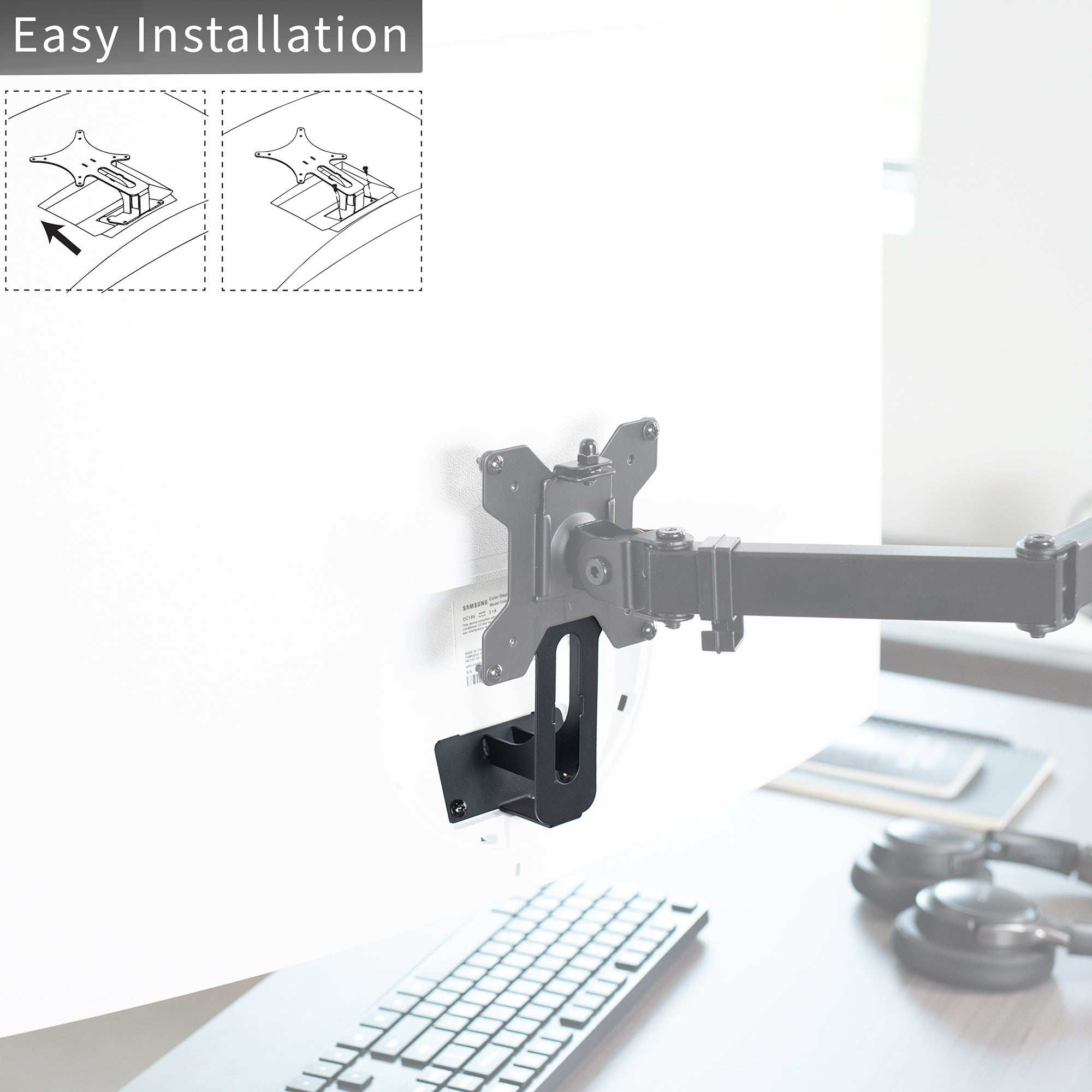 VESA Adapter Designed for the Compatible Samsung UR591C Series allows your non VESA compatible monitor to be mounted to a stand of your choice.