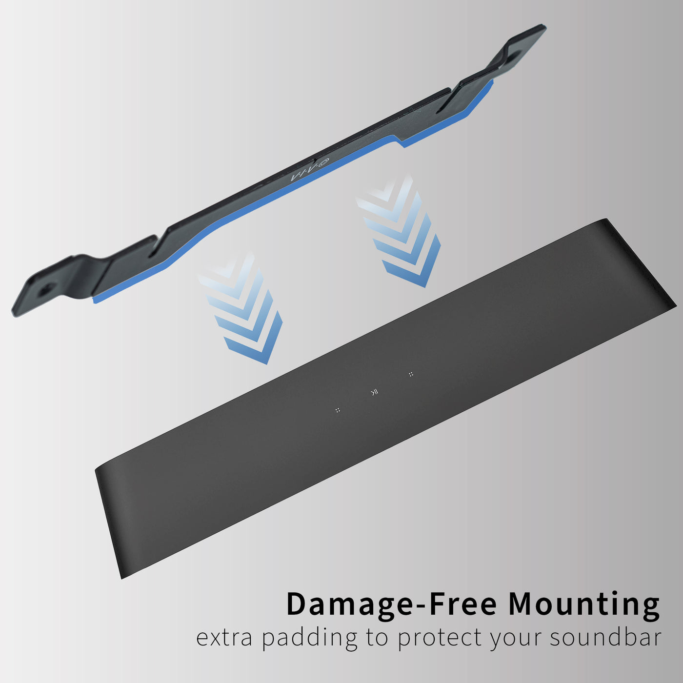 Damage-free steel wall mount bracket attachment for Sonos Ray Soundbar.