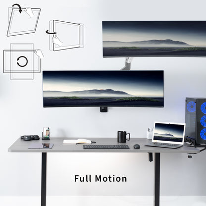 Premium Aluminum Heavy Duty Monitor Arm for Ultrawide Screens up to 49 inches and 44 lbs