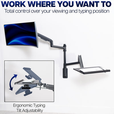 Ergonomic monitor arm with adjustable height and tilt on a white background