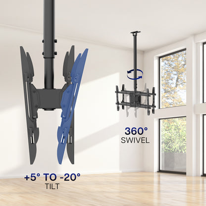 Back-to-Back Dual TV Ceiling Mount with 5.5ft Pole
