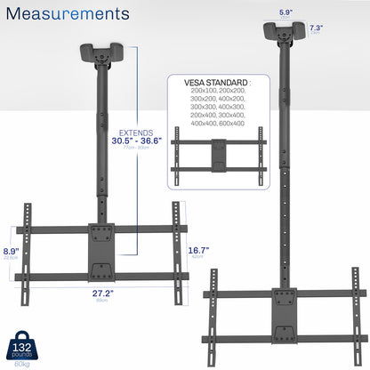 TV Ceiling Mount with Extension Pole