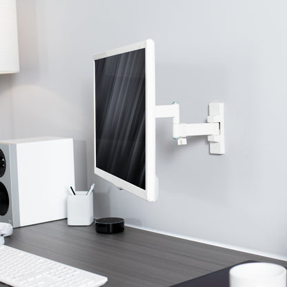 Sturdy adjustable single monitor ergonomic wall mount for office workstation.