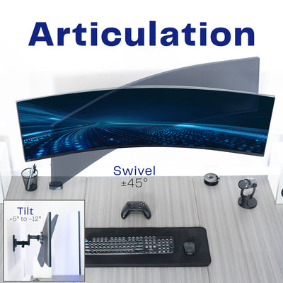 Full Motion Ultrawide Monitor Wall Mount for Screens up to 49"