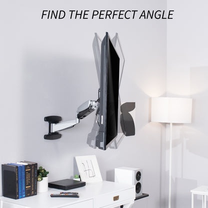 Height adjustable articulating pneumatic wall mount TV monitor arm.