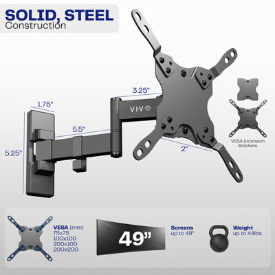 Sturdy adjustable TV wall mount with cable management.