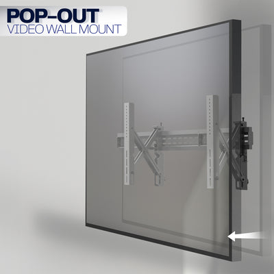 A black VESA wall mount showing a sturdy pop-out feature. 