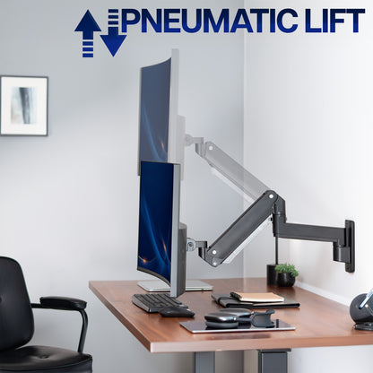 Pneumatic Arm Single Ultrawide Monitor Wall Mount