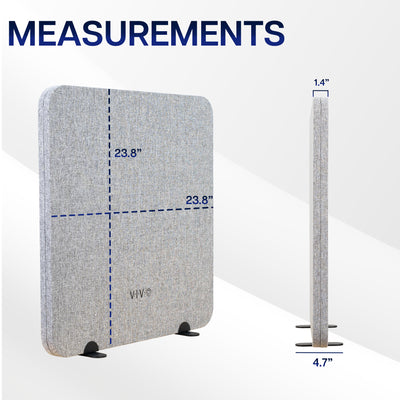 Desk Privacy Panel with measurements labeled on a white background