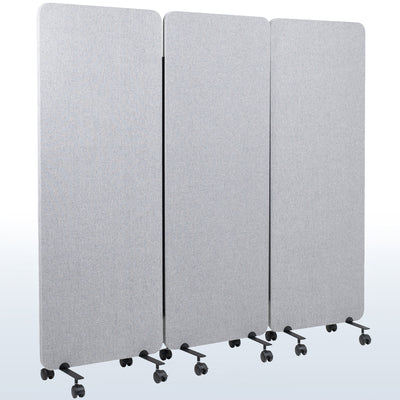 3-Panel Gray Mobile Freestanding Room Divider provides a convenient partition and workspace privacy.