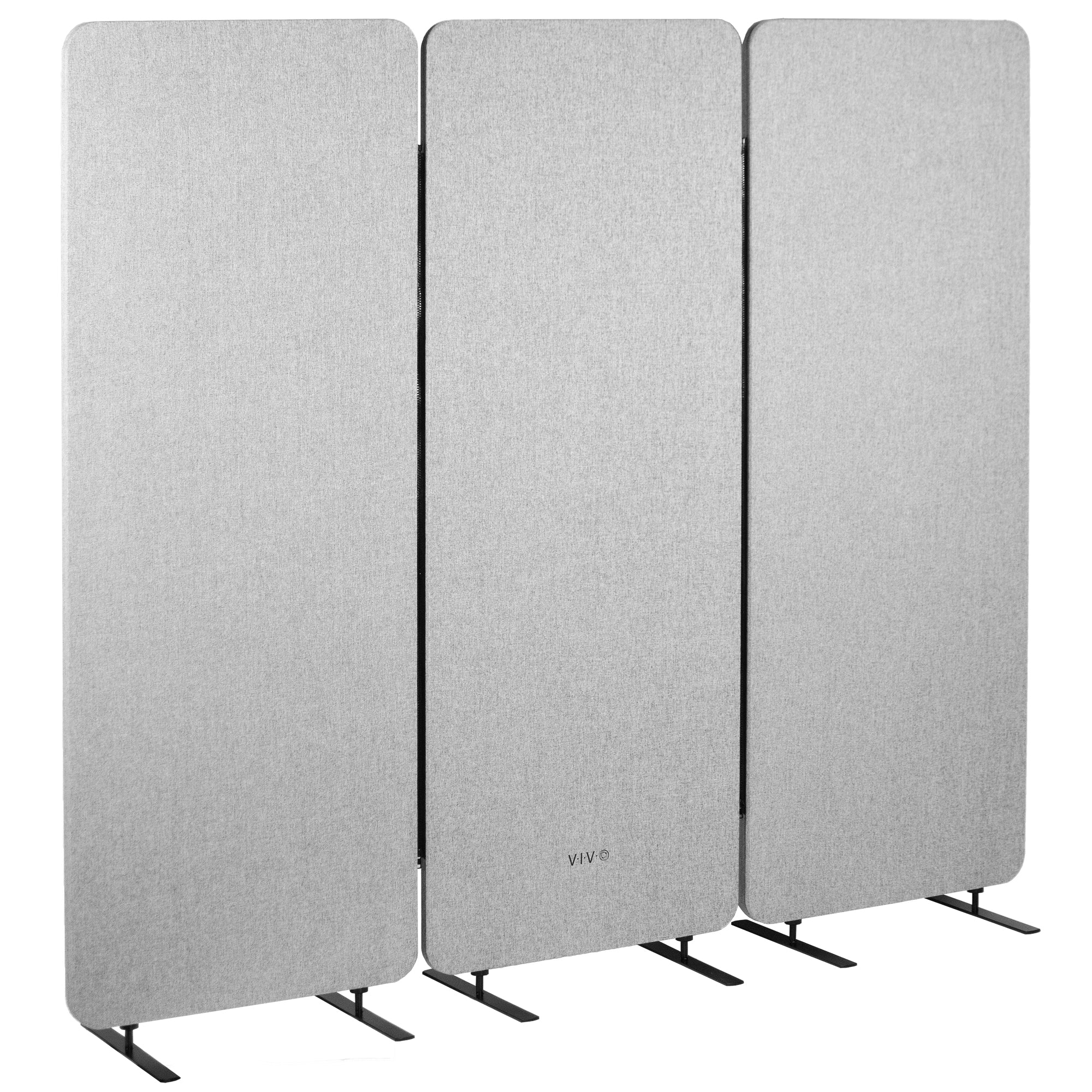 3-Panel Gray Freestanding Room Divider provides a convenient partition and workspace privacy.