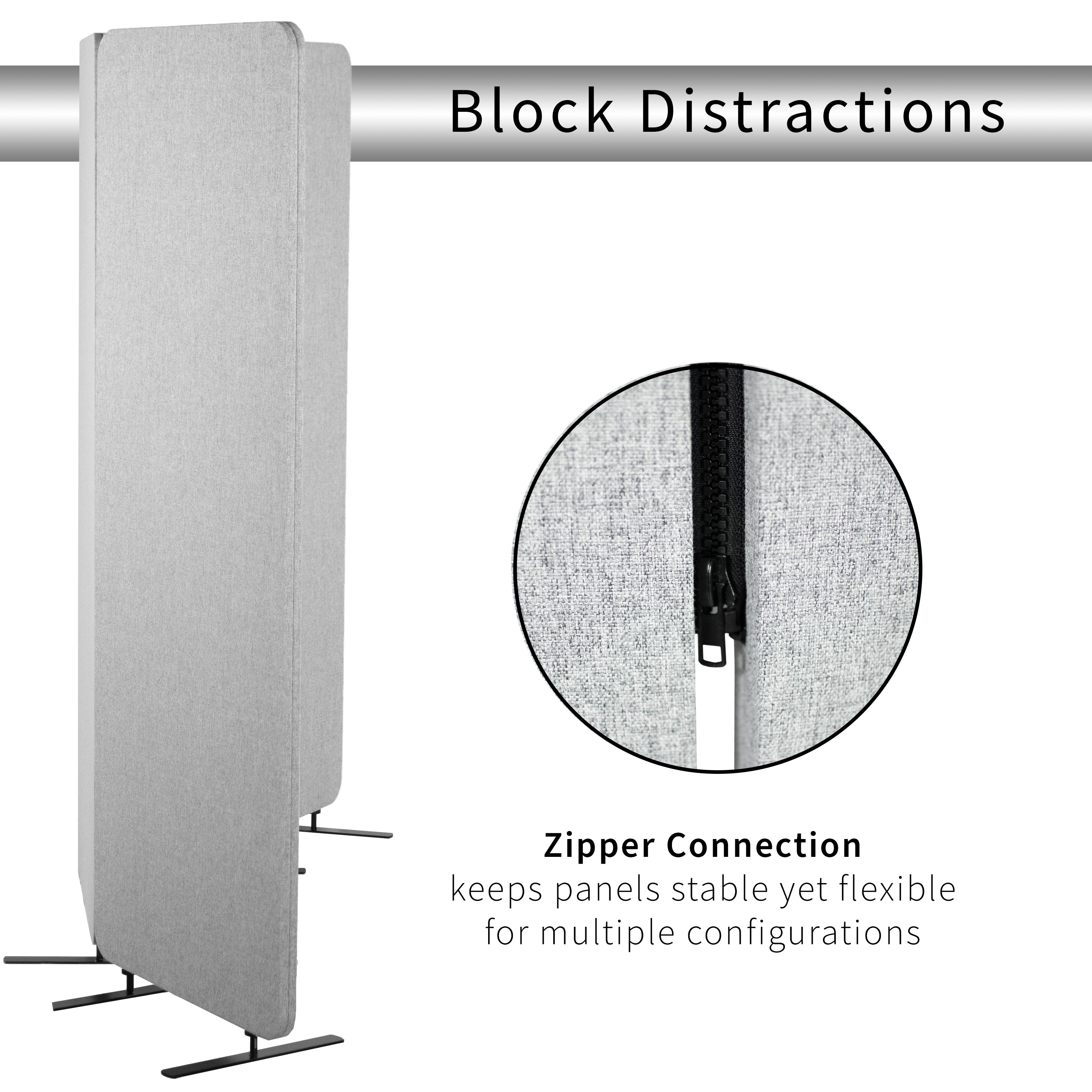 3-Panel Gray Freestanding Room Divider provides a convenient partition and workspace privacy.