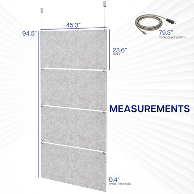 Measurement chart of a panel with dimensions labeled on a white background