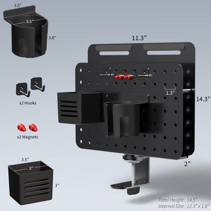 Black Clamp-on Rotating Pegboard with Laptop Holder