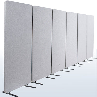 6-Panel Gray Freestanding Room Divider provides a convenient partition and workspace privacy.