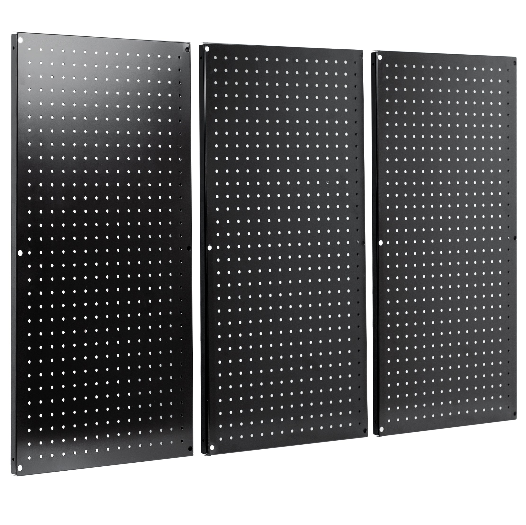 3-piece wall mounted metal pegboard panels with flexible placement for organization.