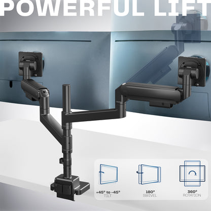 Pneumatic Arm Dual Ultrawide Monitor Desk Mount
