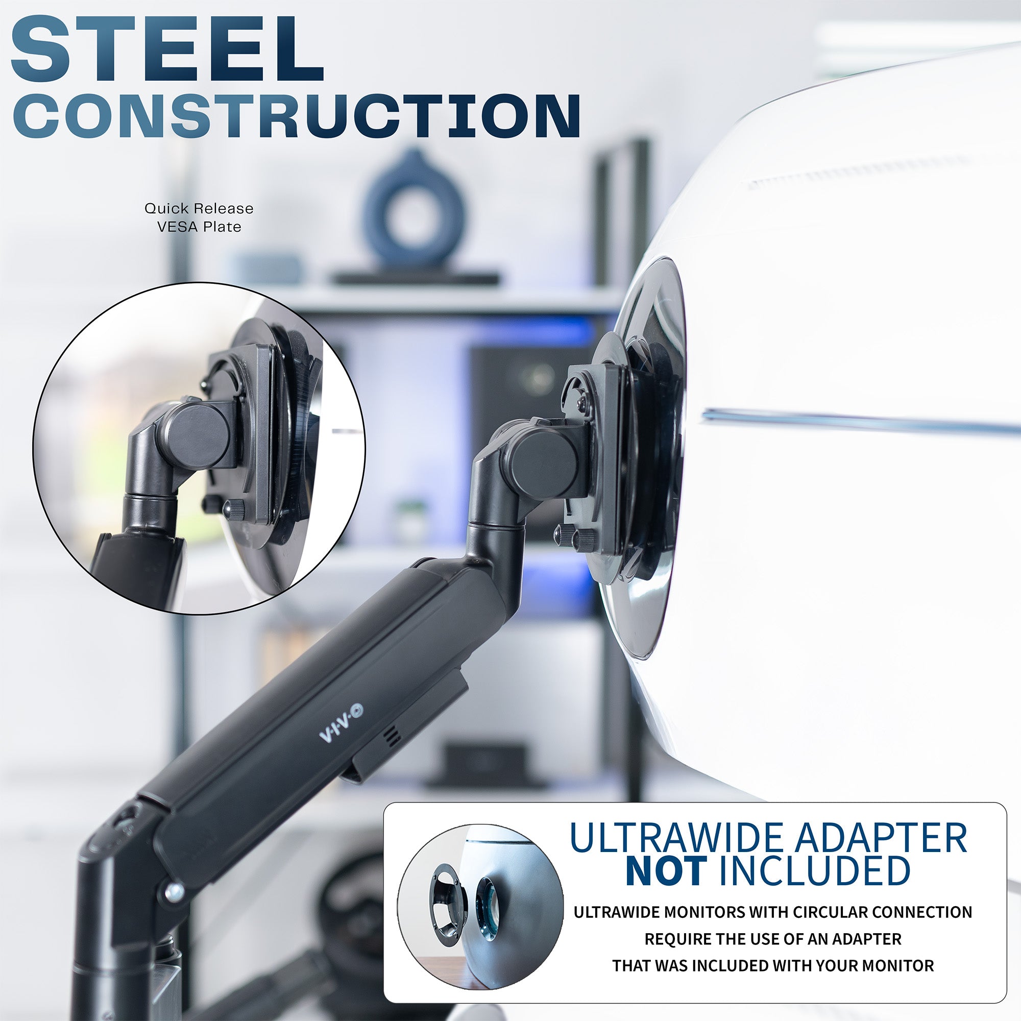 Pneumatic Arm Dual Ultrawide Monitor Desk Mount