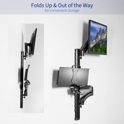 Convenient fold-up storage for a low-profile mount.