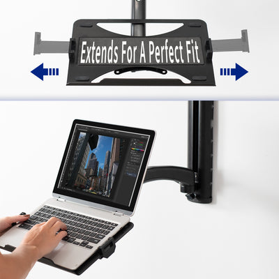 Sit-Stand Wall Mount Counterbalance Height Adjustable Monitor and Laptop Workstation for Screens up to 27 inches