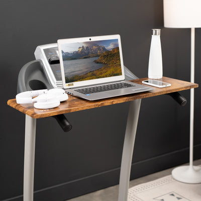 This innovative and rustic design, fitting most treadmills on the market, allows you to get your work done while walking, making it possible to study, do homework, research, shop, and more while on the move.
