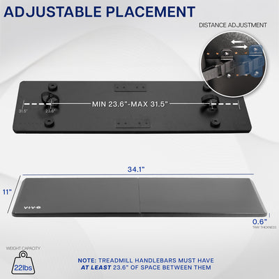 This innovative design, fitting most treadmills on the market, allows you to get your work done while walking, making it possible to study, do homework, research, shop, and more while on the move.