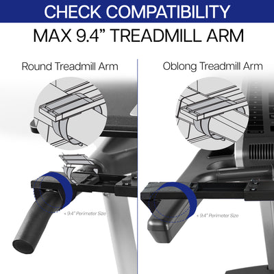 Check treadmill arm bar compatibility.