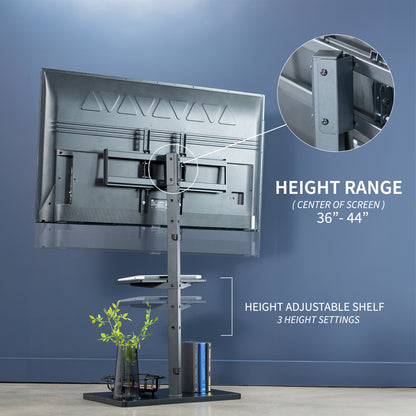 Height Adjustable TV Floor Stand with Shelf