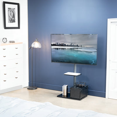 Height Adjustable TV Floor Stand with Shelf