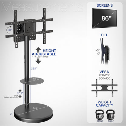 Specifications and Measurements for Mobile TV stand 