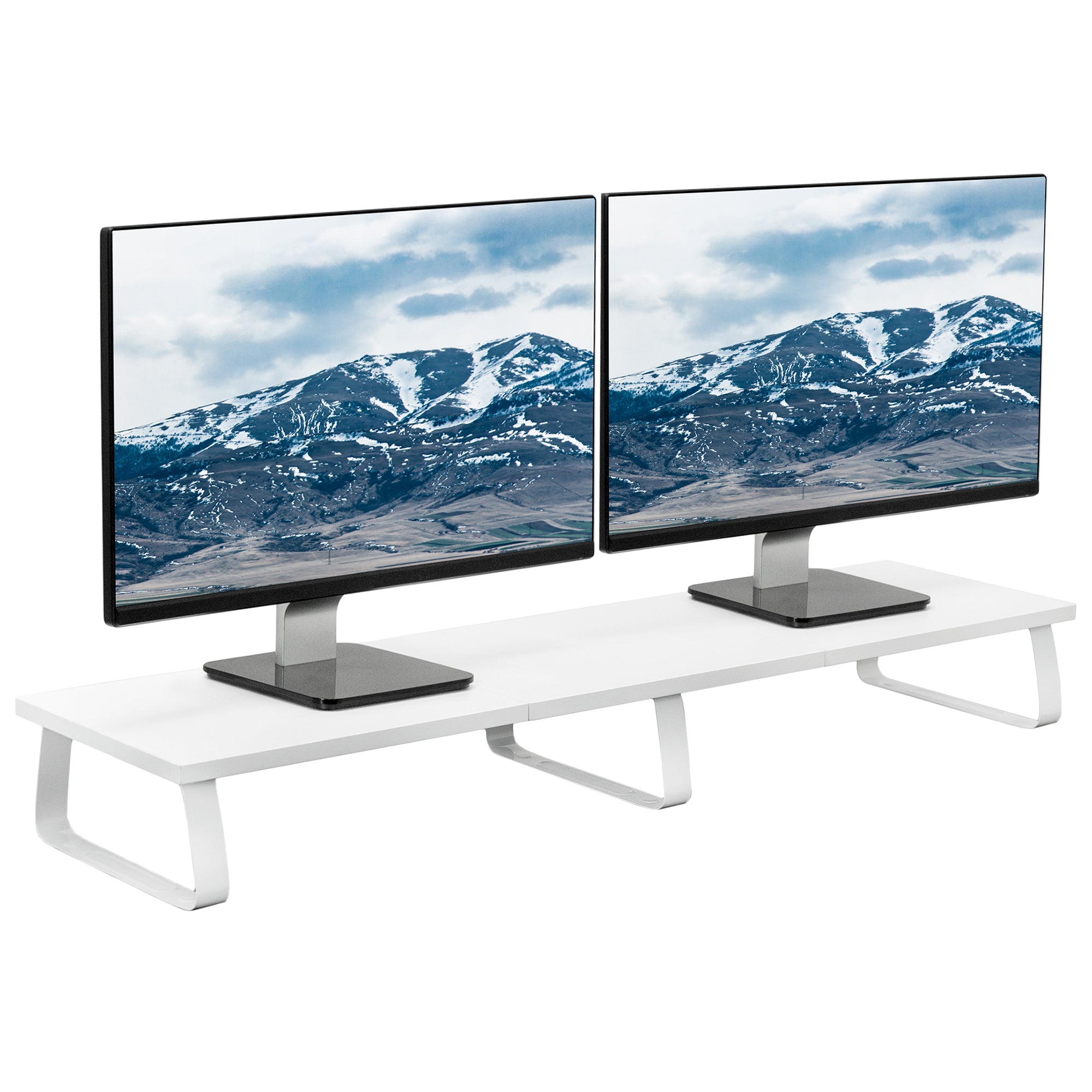 Sturdy tabletop riser for laptop or monitor for comfortable viewing.