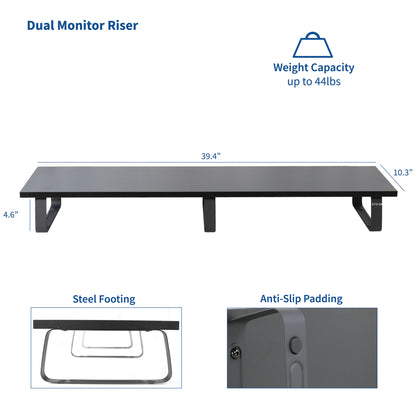 Sturdy tabletop riser for laptop or monitor for comfortable viewing.