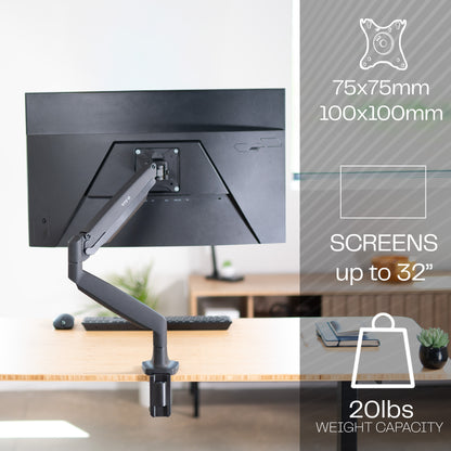 Pneumatic Arm Adjustable Single Monitor Desk Mount