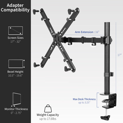 Single Monitor Desk Mount with VESA Adapter Bracket