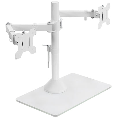 Enhance your work day with this high-grade steel stand built for scratch resistance and security. Designed with user-geared features such as arm articulation, removable VESA mounting plates, adjustable monitor height, integrated cable management, and more, this mount is customizable to your particular office needs.