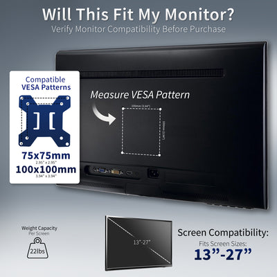 Sturdy adjustable dual monitor stand for screens 13" - 27"