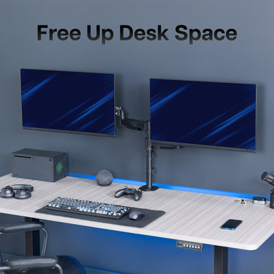 Sturdy adjustable mechanic arm dual monitor ergonomic desk stand for office workstation.