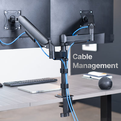 Sturdy adjustable mechanic arm dual monitor ergonomic desk stand for office workstation.