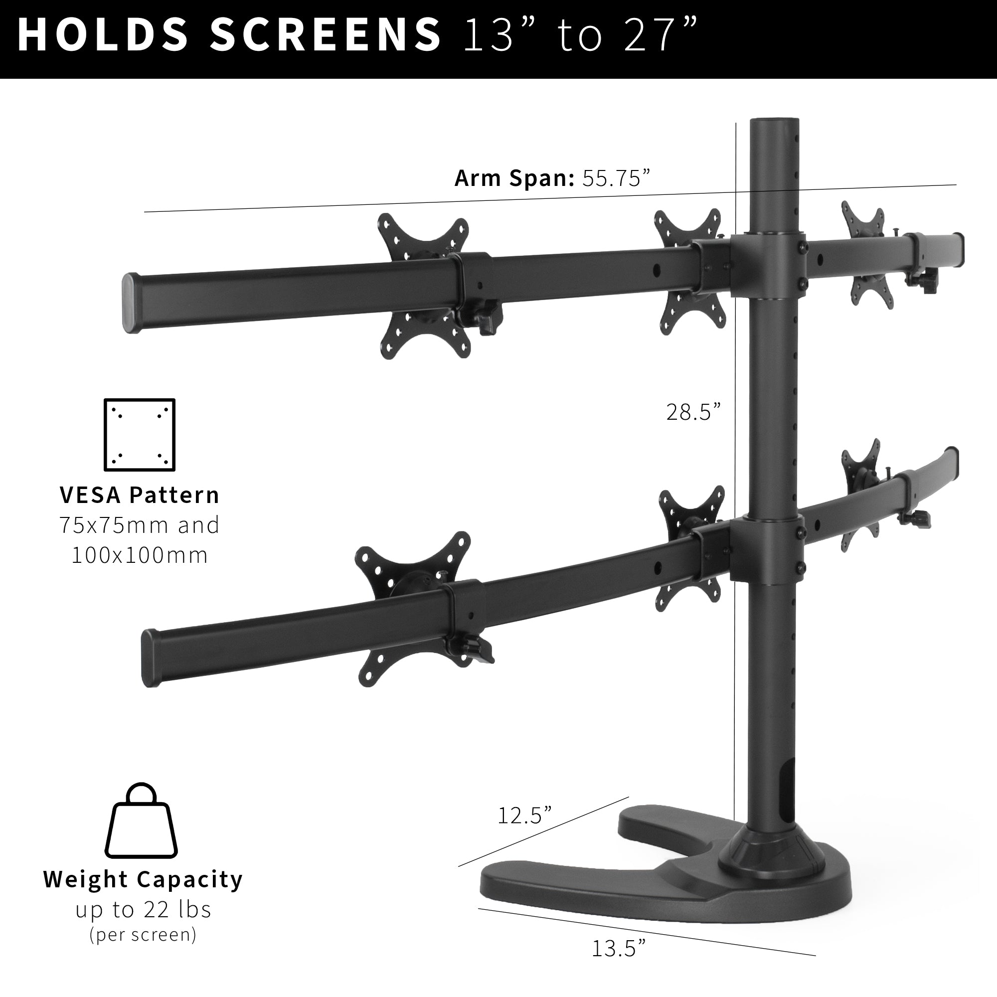 High grade steel and aluminum hex monitor stand.