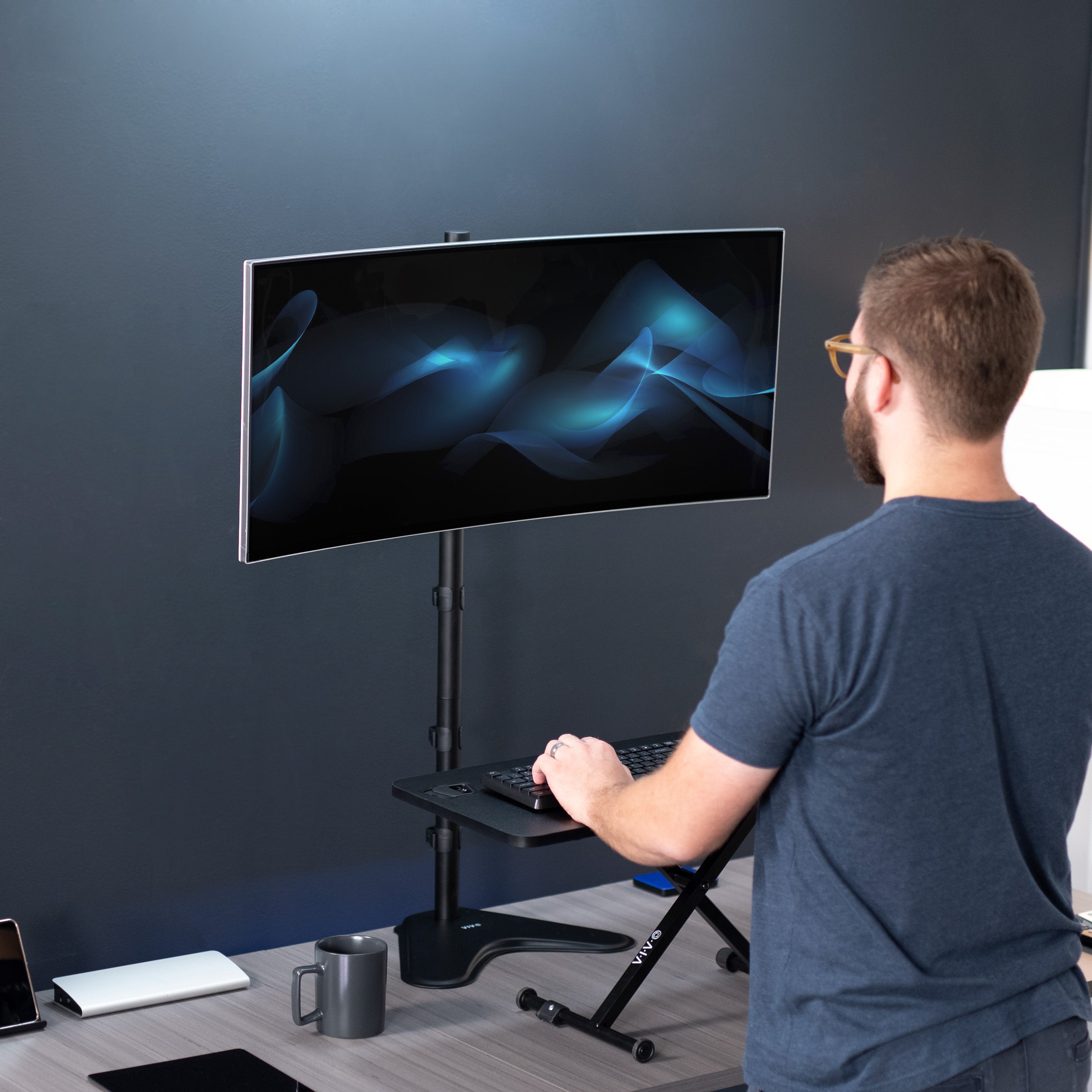 Single Monitor Extra Tall Desk Stand