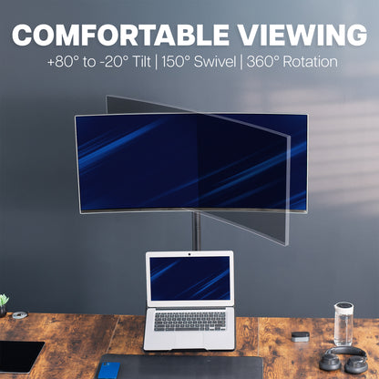 Single Ultrawide Monitor and Laptop Extra Tall Desk Mount with Universal VESA Compatibility