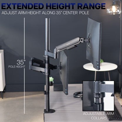 Mechanical Arm Dual 17" to 32" Monitor Extra Tall Desk Mount on desk in home office space