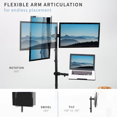 Dual Monitor Extra Tall Desk Mount and Laptop Holder with Universal VESA Compatibility