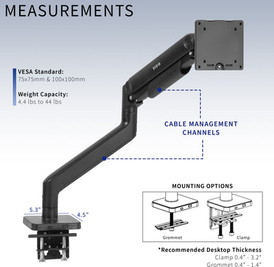 VIVO Mechanical Arm Single Monitor Desk Mount, Fits Ultrawides up to 49"