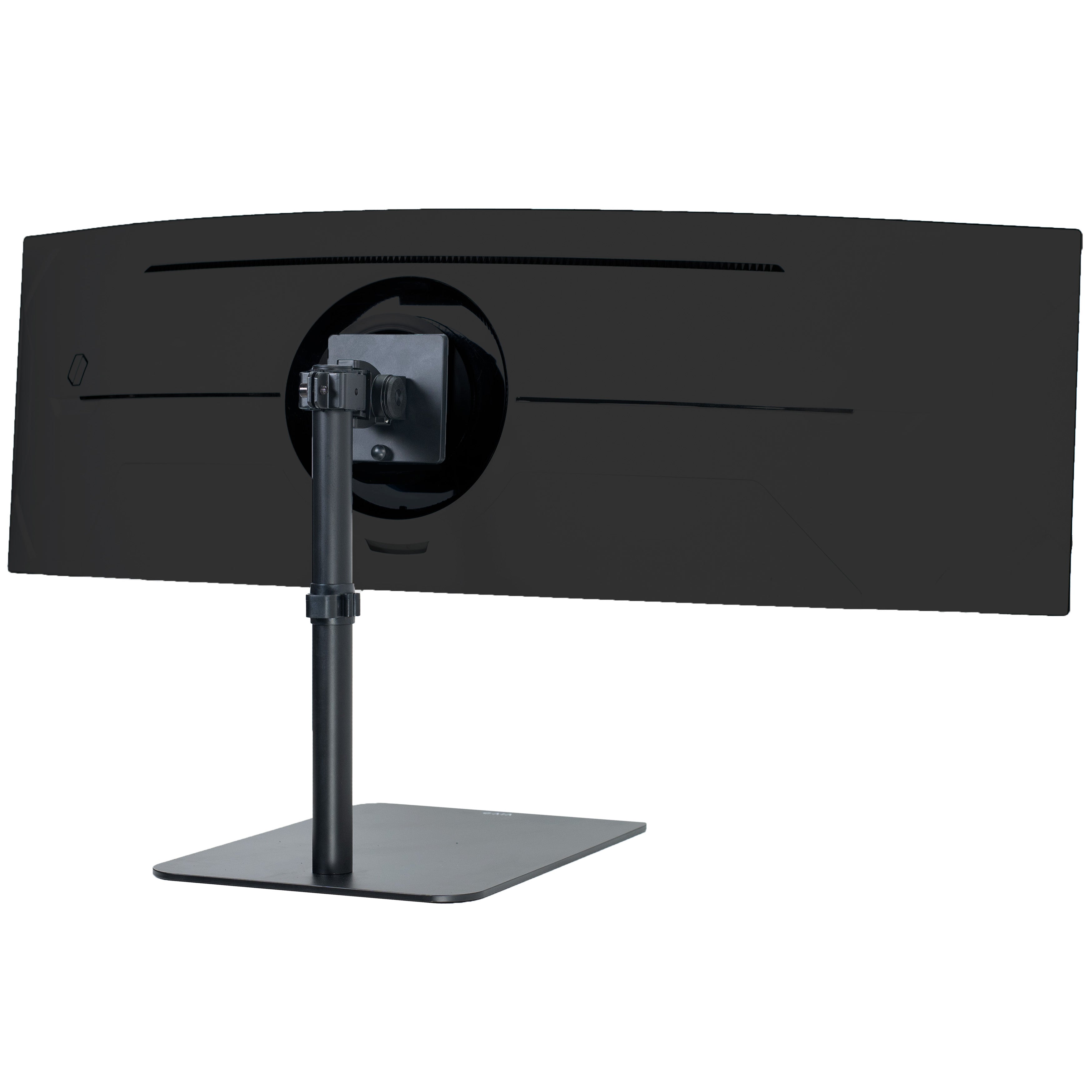 Black curved monitor with stand on a white background