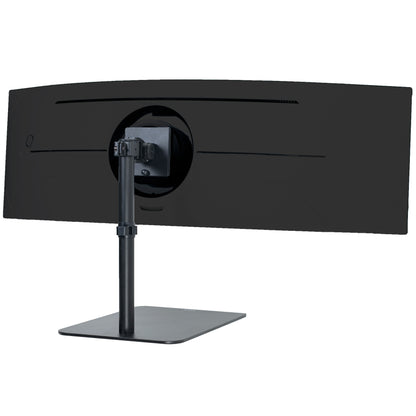 Black curved monitor with stand on a white background