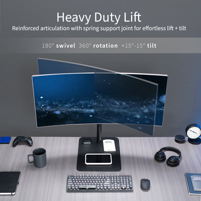 High capacity heavy-duty monitor stand for ultrawide screens.